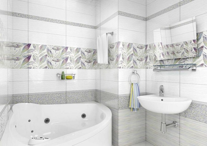 Desenli beyaz banyo seramik
