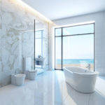 Beyaz banyo mermer minimalizm