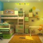 Dizajn dječje sobe za dvoje heteroseksualne djece u zelenim bojama