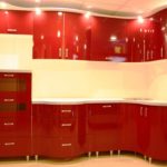 un exemple d'un bel intérieur d'une photo de cuisine rouge