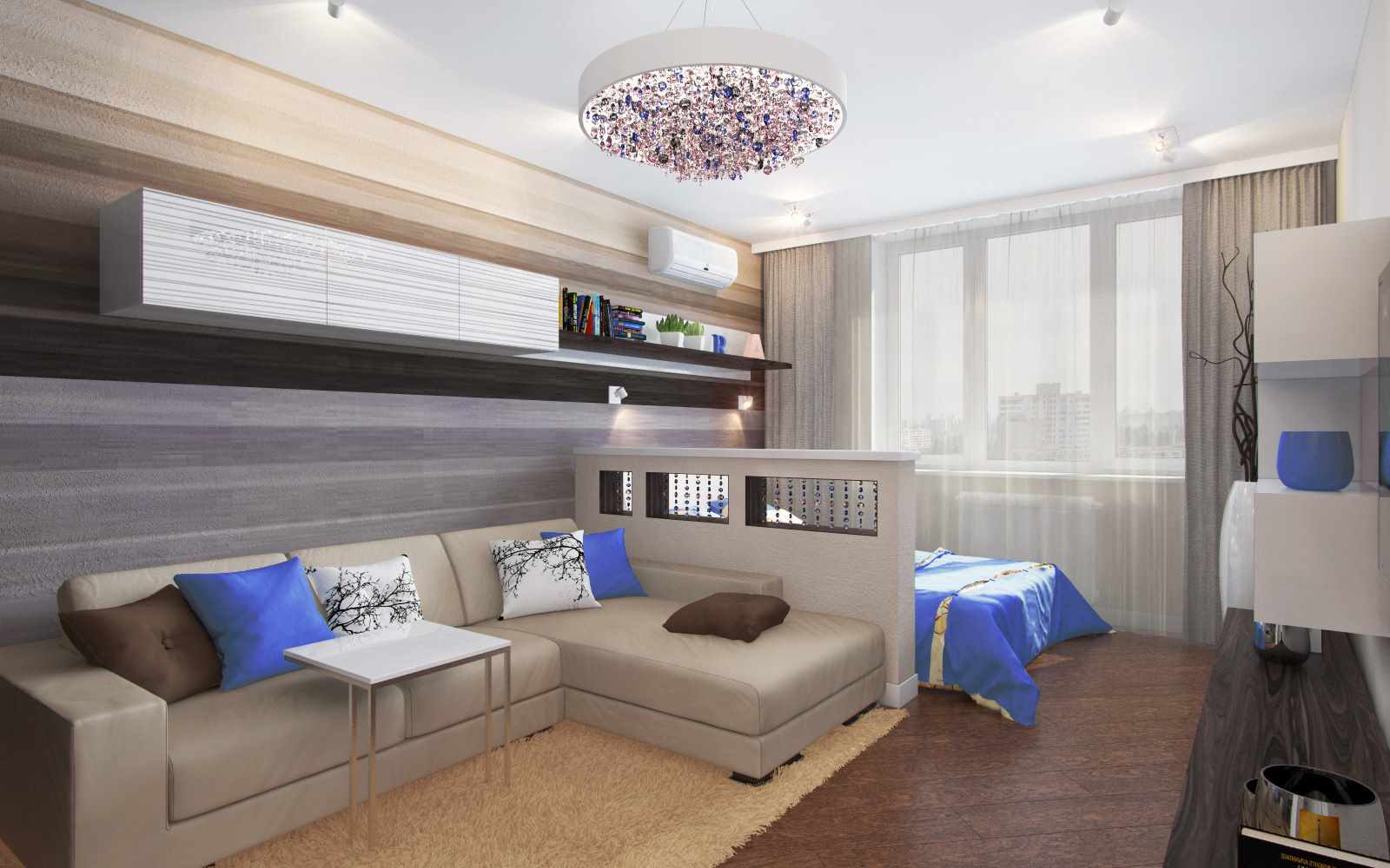 فكرة تصميم مشرق لغرفة المعيشة 19-20 متر مربع