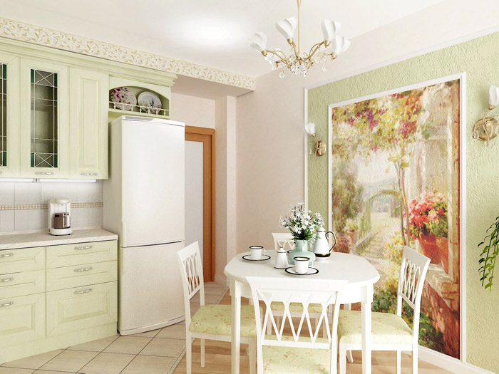 Parlak bir mutfak iç duvar resmi