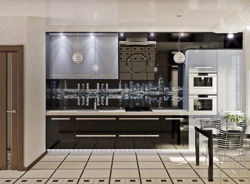 Modern tarz mutfak tasarımında siyah renk