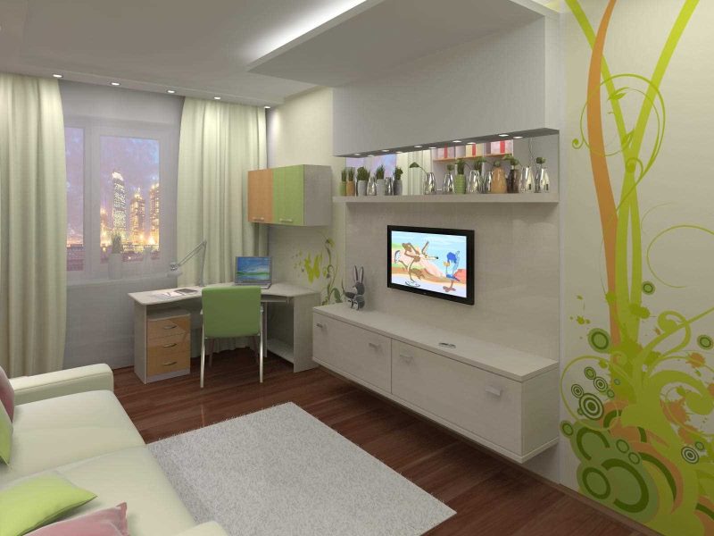 تصميم غرفة الأطفال الحديثة في منطقة صغيرة