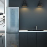 Pilki minimalistiniai virtuvės baldai