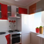 ชุดสีแดงและสีขาวสำหรับห้องครัวที่ทันสมัย