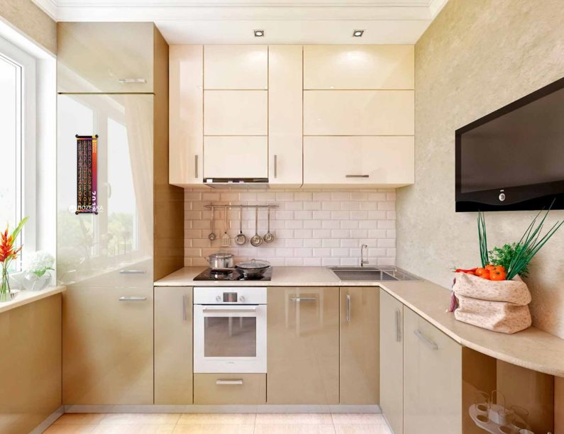 Compact beige corner kitchen