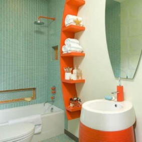 Orange shelf for toiletries