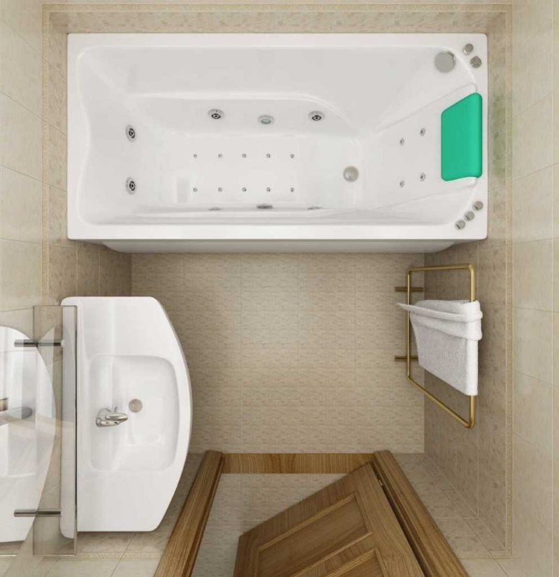 การออกแบบห้องน้ำกระเบื้องสีเบจ