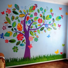 Renkli kağıt aplike çocuklar için duvar dekoru