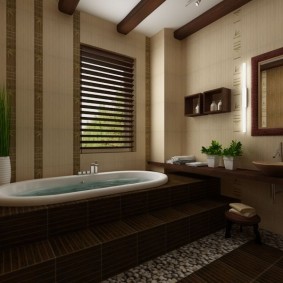 תמונה בעיצוב חדר אמבטיה בסגנון יפני
