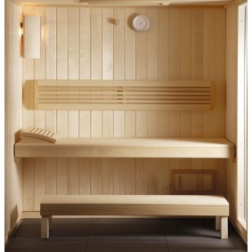 Wooden trim for a small steam room
