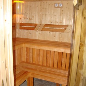 Interior of a small sauna in the apartment