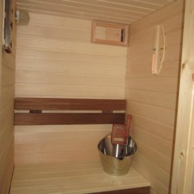 Lining the walls of the sauna