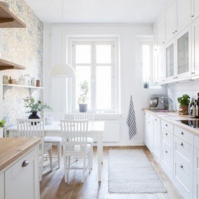 วอลล์เปเปอร์สำหรับแนวคิดการออกแบบห้องครัวขนาดเล็ก