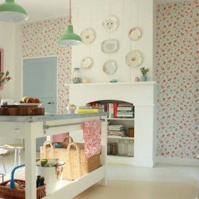 วอลล์เปเปอร์สำหรับแนวคิดการออกแบบห้องครัวขนาดเล็ก