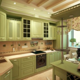วอลล์เปเปอร์สไตล์โปรวองซ์สำหรับแนวคิดการออกแบบห้องครัว